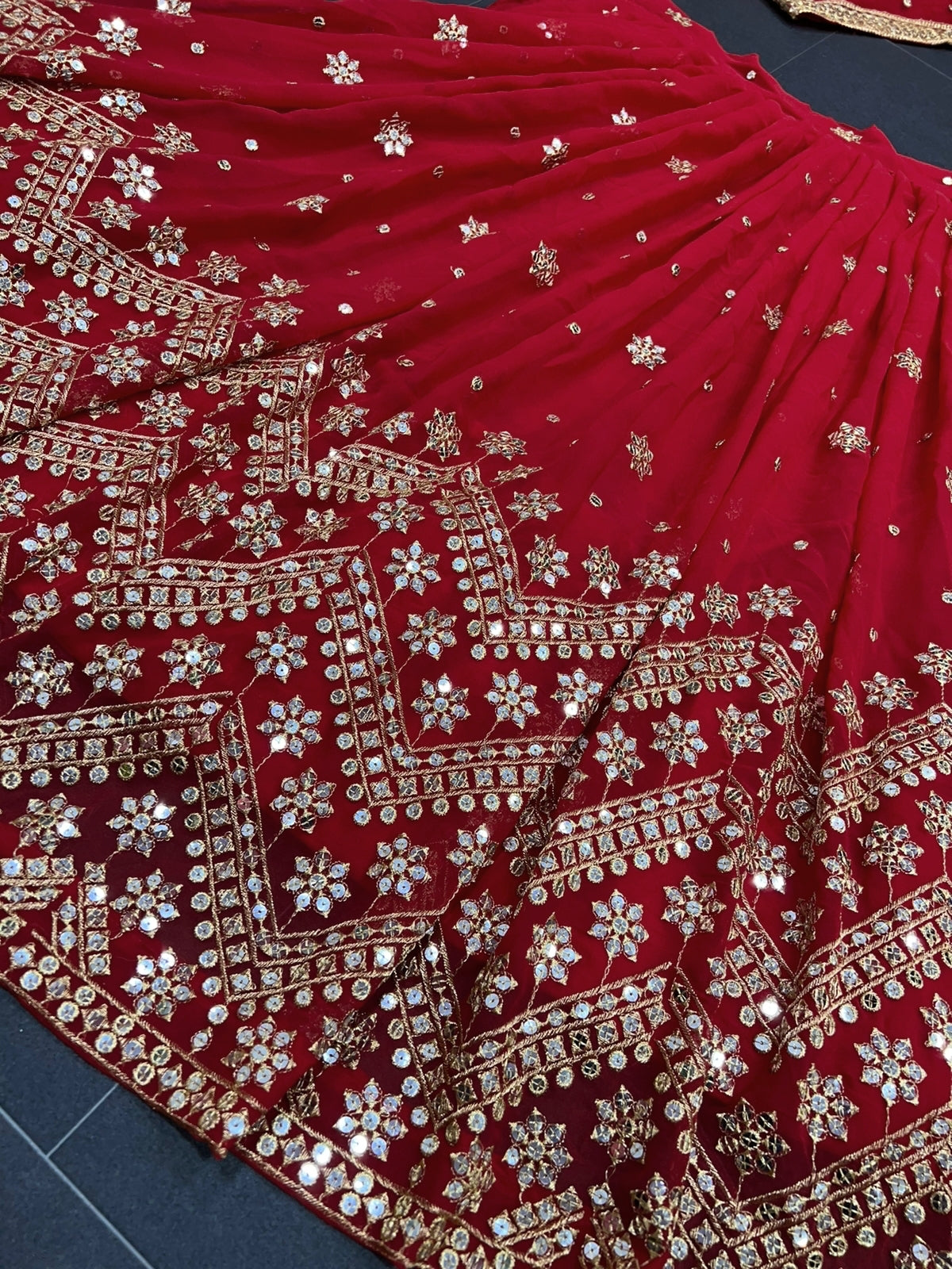 Alluring Red Color Soft Net Sequence Work Lehenga Choli