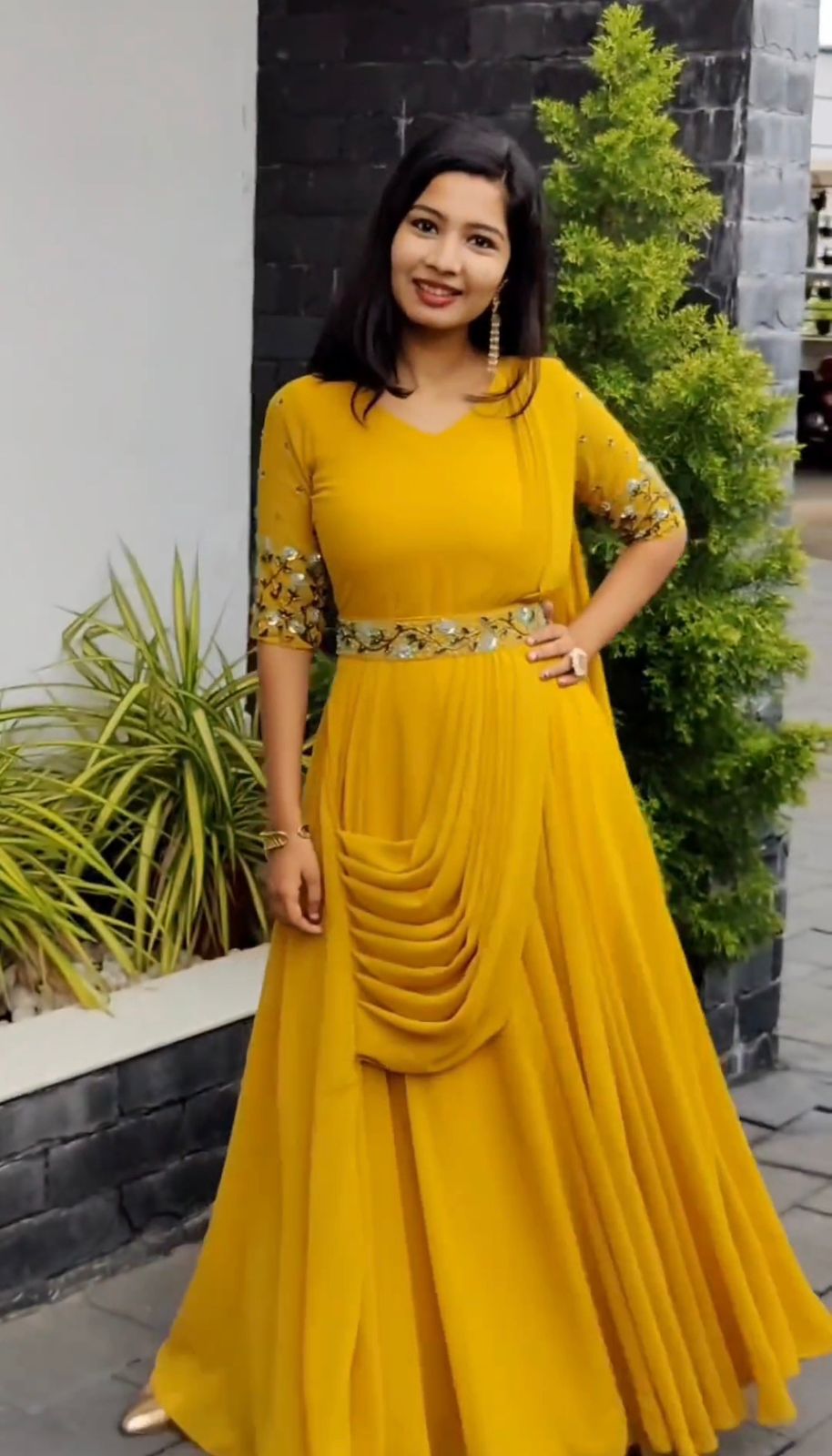 Superhit Hend Khatli Work Yellow Color Gown