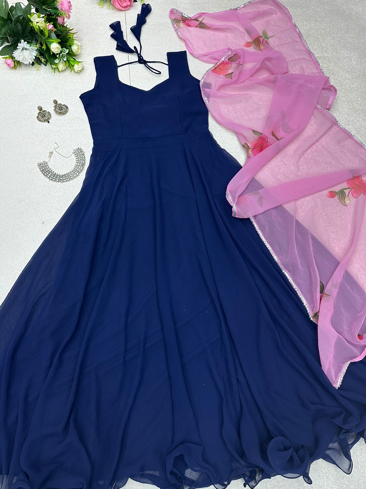 Blue Color Designer  Anarkali Gown